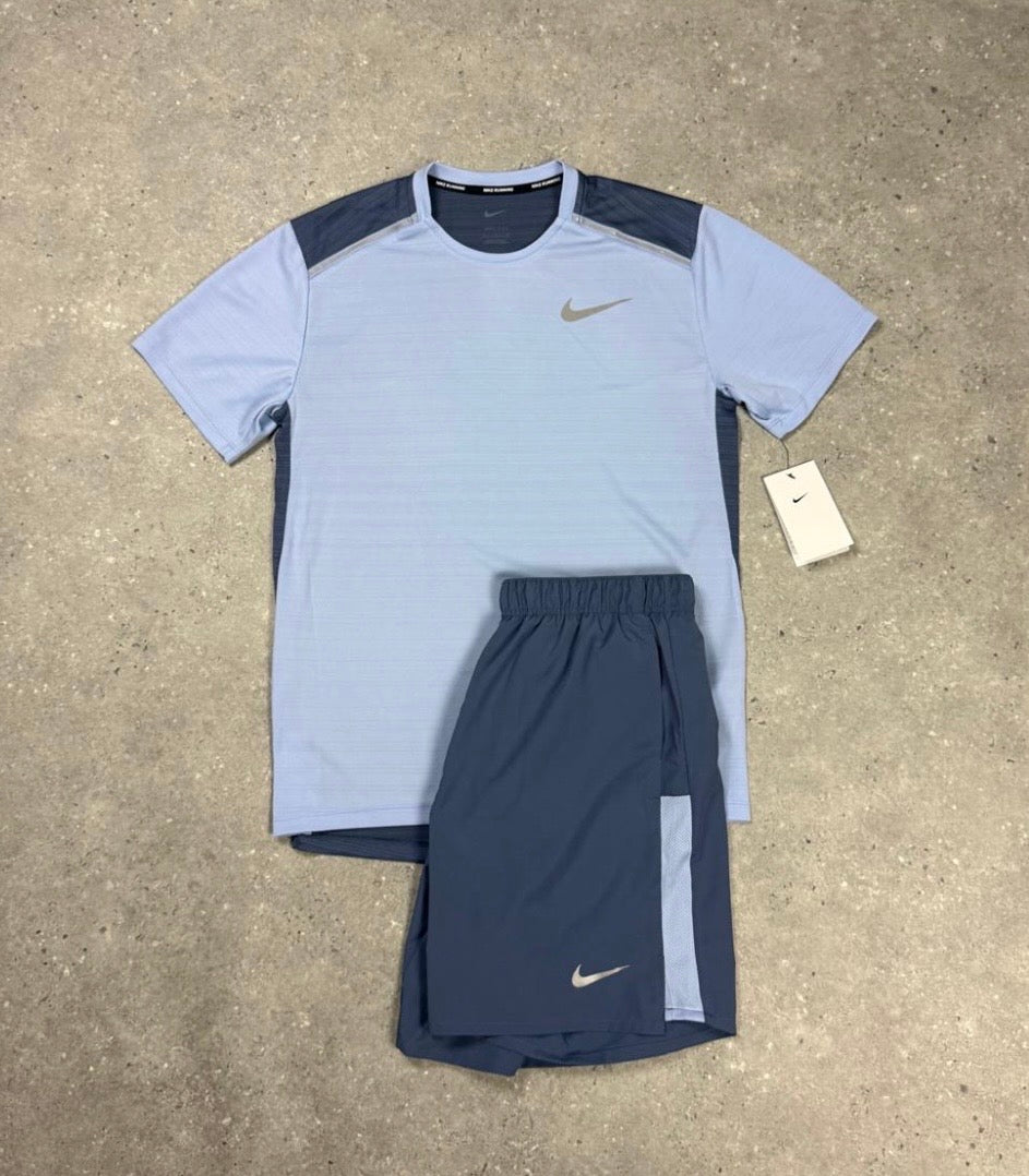 Nike Miler 1.0 T-Shirt & 7” Short Diffused Blue Set