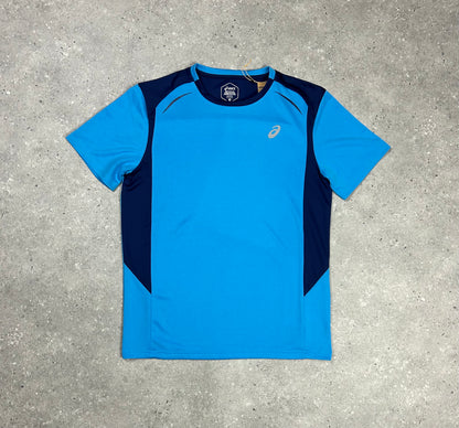 ASIC Curved Seam T-Shirt Blue/ Midnight Navy Set With 7” Midnight Navy Shorts