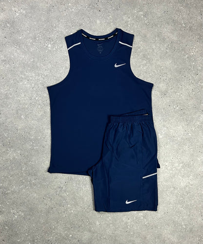 Navy Nike Miler Vest Set with 7” Shorts