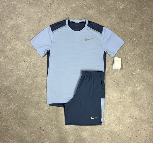 Nike Miler 1.0 T-Shirt & 7” Short Diffused Blue Set
