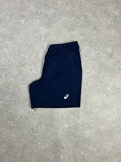ASIC Curved Seam T-Shirt Blue/ Midnight Navy Set With 7” Midnight Navy Shorts