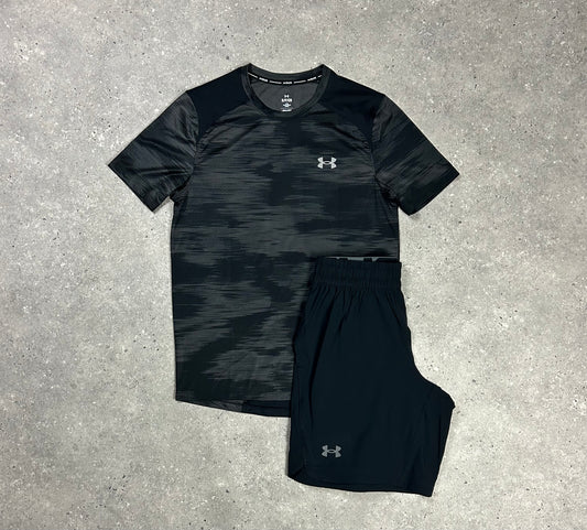 Under Armour Black Coolswitch T- Shirt Set With Under Armour Black 2.0 Woven Shorts