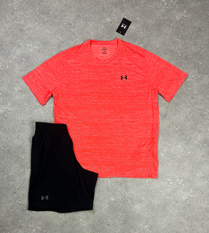 Under Armour Tech Textured T Shirt Set With Under Armour Black 2.0 Woven Shorts