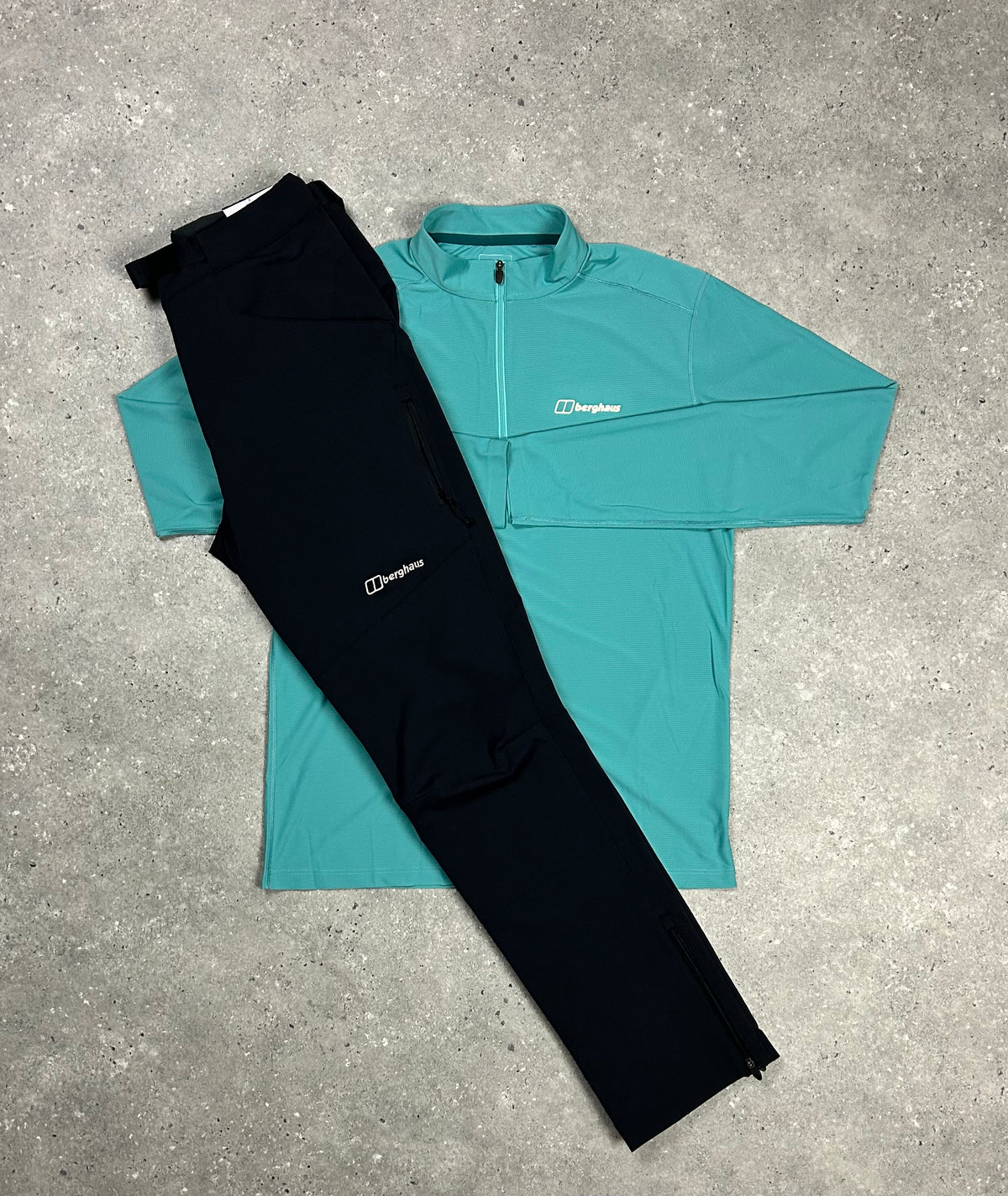 Berghaus Turqoise Quarter Zip Tracksuit With Berghaus Technical Walking Trousers