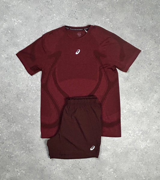Asics Burgandy Seamless T-Shirt & 5” Short