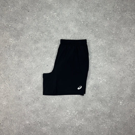 Asics Black 7 Inch Run Shorts ( WITH POCKET )