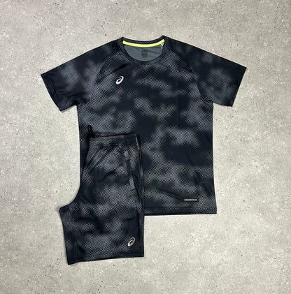 ASIC Black Digital Cloud Short And T Shirt Black Set