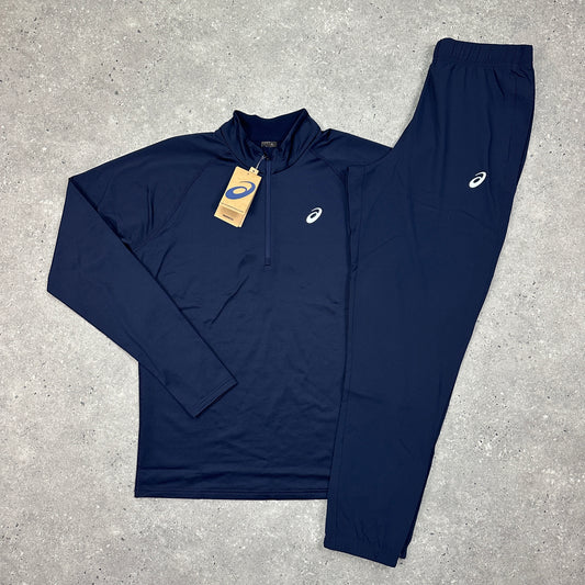 Asics Midnight Navy 1/4 Zip Joggers Set