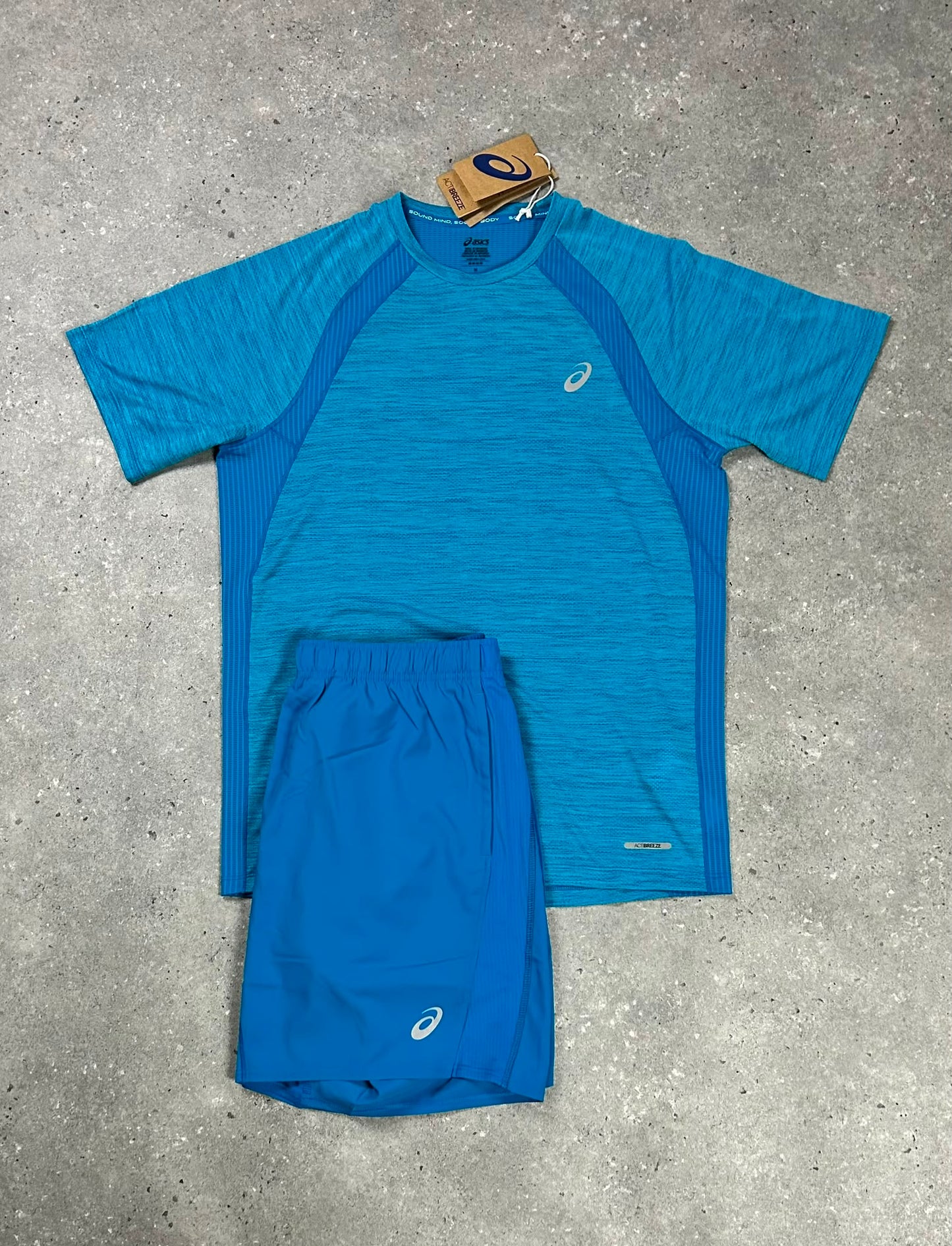 Asics Road T Shirt & 7" Short Set Aegean Blue